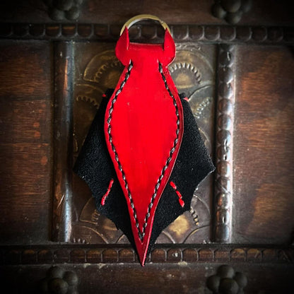 Red & Black Leather Bat Keychain