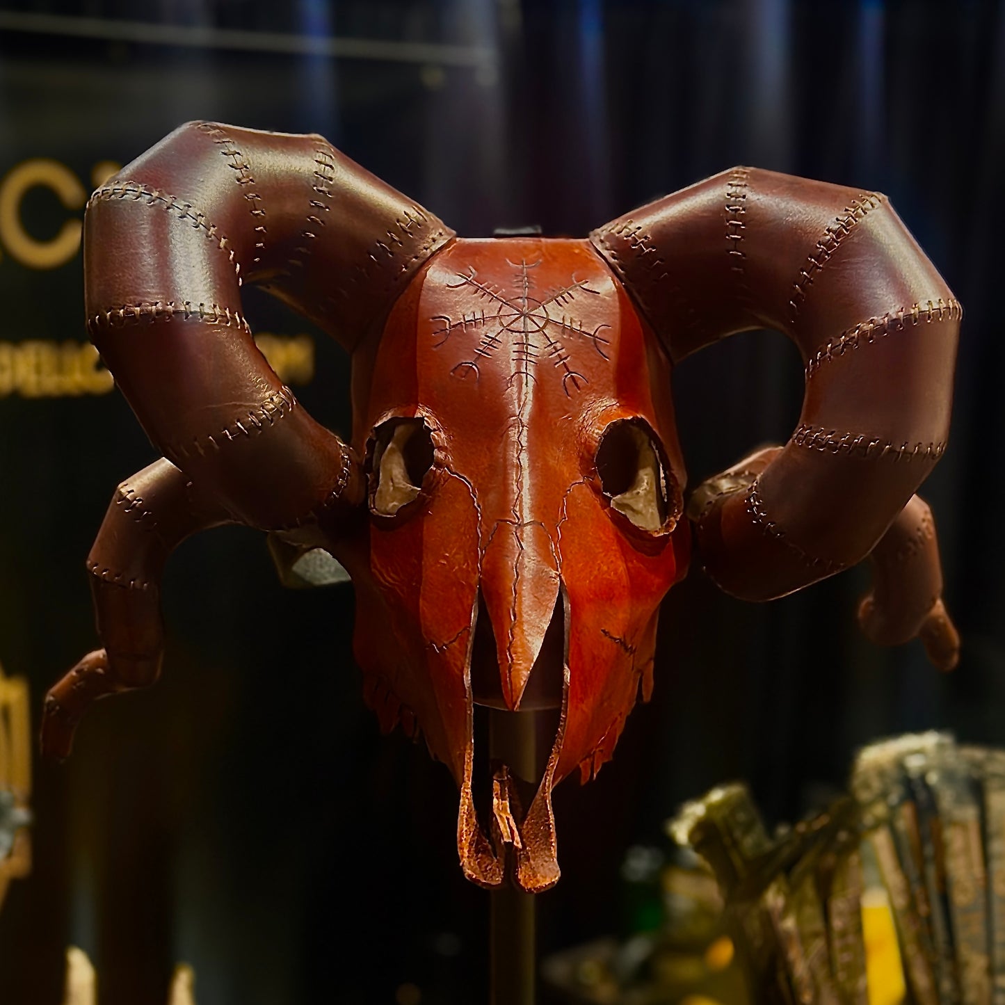 Leather Horn Heathen Skull Mask
